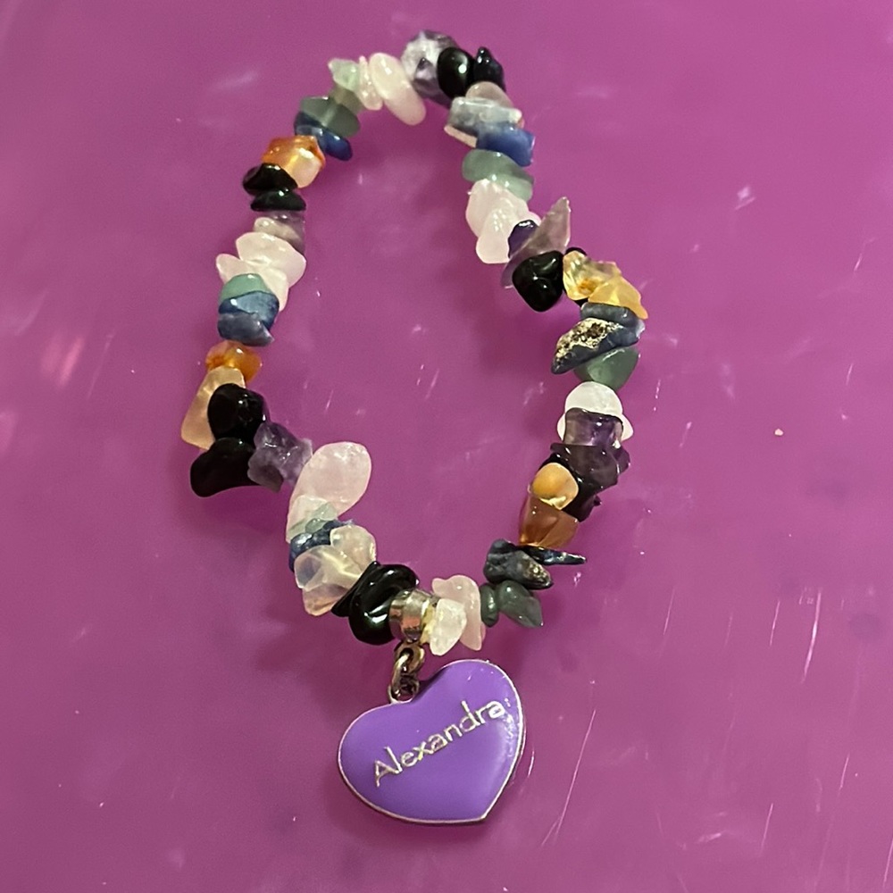 Multicolor Beaded Bracelet with “Alexandra” Charm